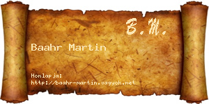 Baahr Martin névjegykártya